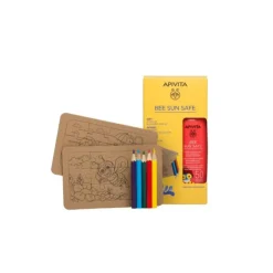 SET BEE SUN SAFE GEL CRÈME FRAÎCHE HYDRA SPF50 + 2 PUZZLES KRAFT & 5 CRAYONS DE COULEUR